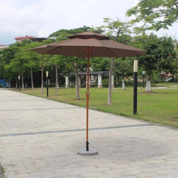 Outdoor Beach Umbrella Factory UV Resistant Folding Chinese Garden Parasol Double Layer