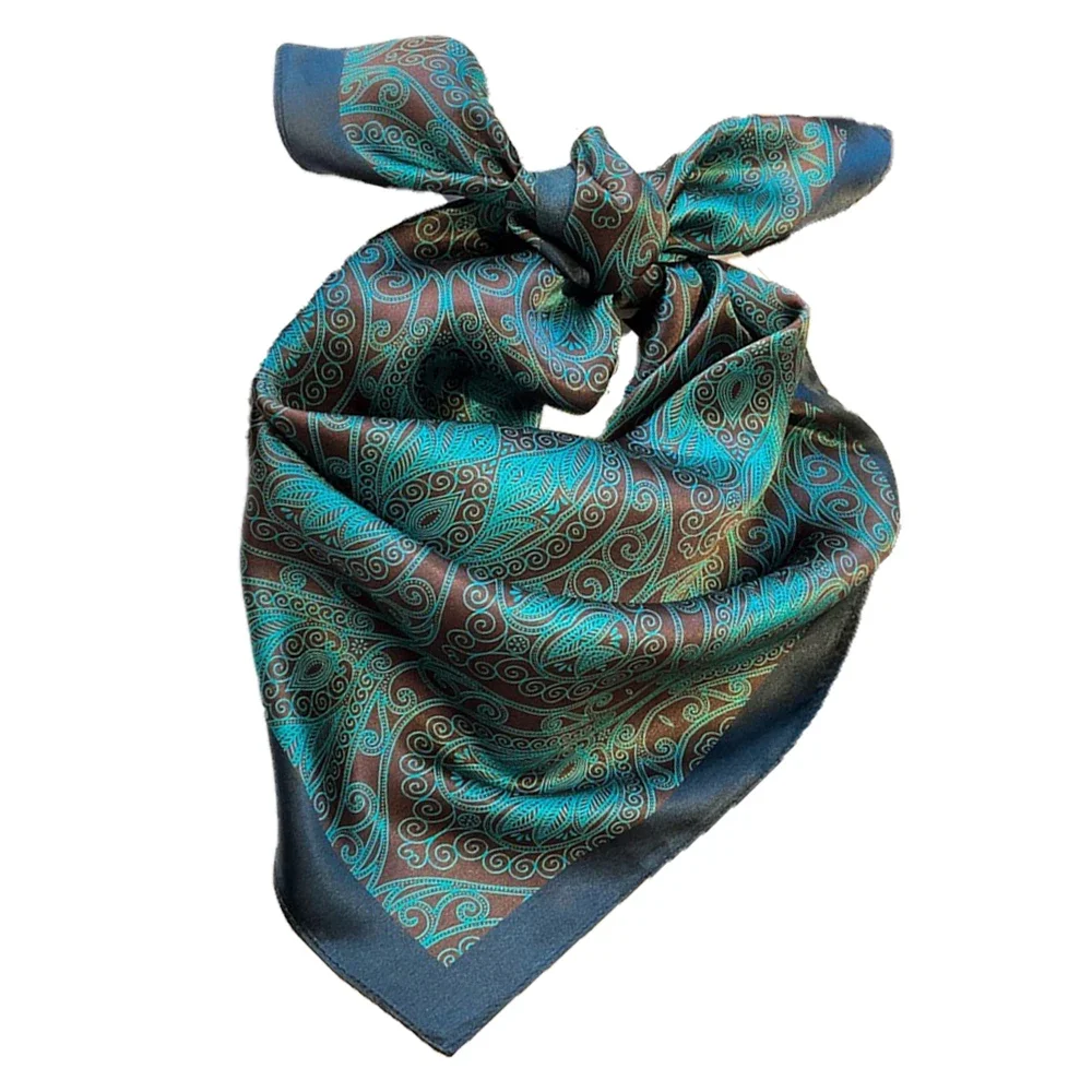 

Women's 100% Silk Square Scarf Shawls Hair Wraps Printing Cravat Neckerchief Blue