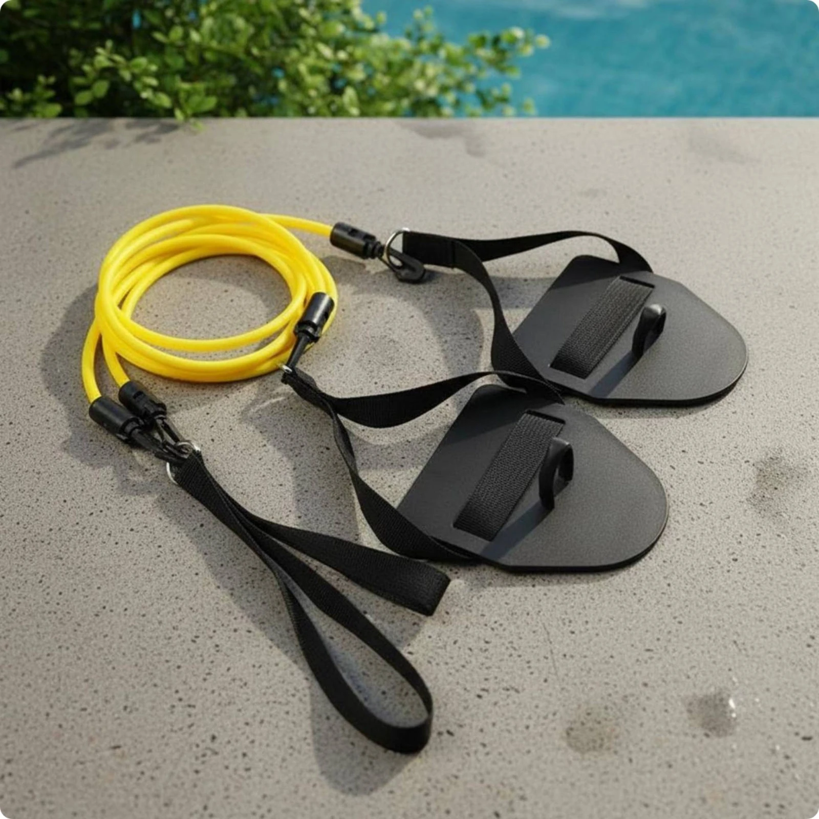 Swimming Resistance Band Easy to Install Swim Training Band Set Swim Training Cord Resistance Bands with Paddles for Poolside