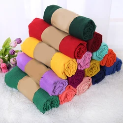 Sciarpa in cotone tinta unita moda donna estate traspirante sottile lino scialli Pashmina avvolge sciarpe Hijab musulmane lunghe femminili