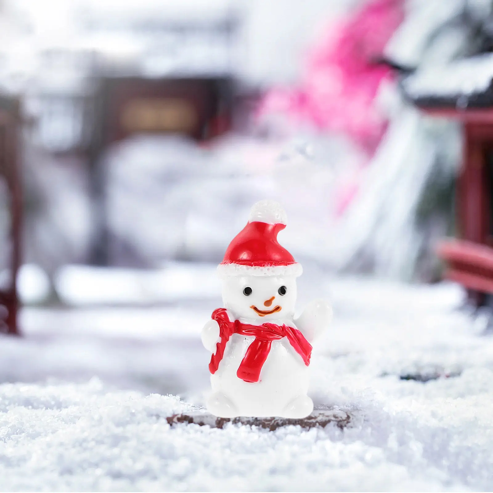 20Pcs Christmas Miniature Snowman Resin Craft Lightweight DIY Hair Clips Phone Covers Micro Landscape Decor Birthday