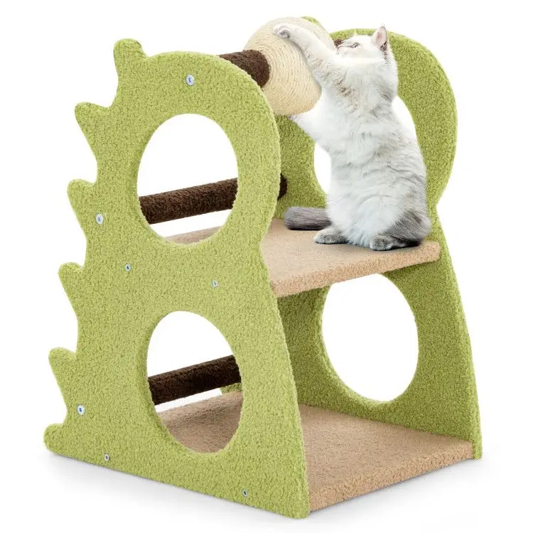 

2-Tier Modern Cat Tree for Indoor Cats with Rotatable Sisal Scratching Ball