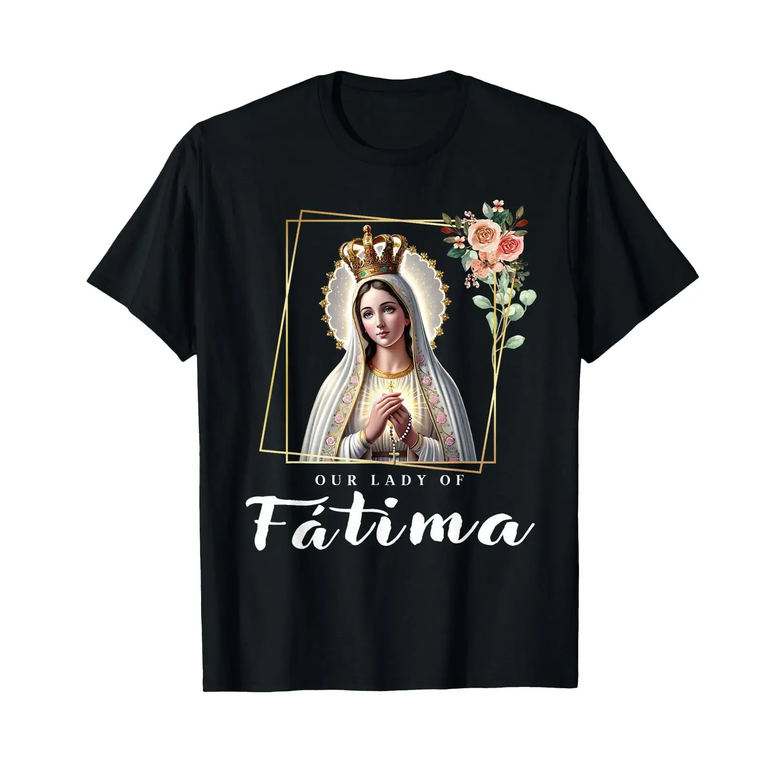 Our Lady of Fatima Mother Mary Saint Catholic for Women T Shirt vintage Washed Stylish graphic Top For Everyday Wear homme