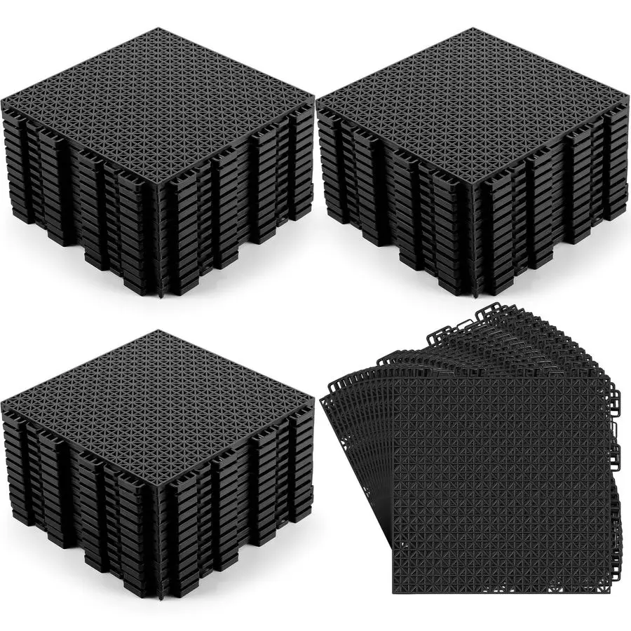 Paquete de 50 tapetes de drenaje, baldosas de goma entrelazadas de 10 x 10, baldosas de goma antideslizantes para exteriores, tapetes para terraza de piscina, modulares entrelazados