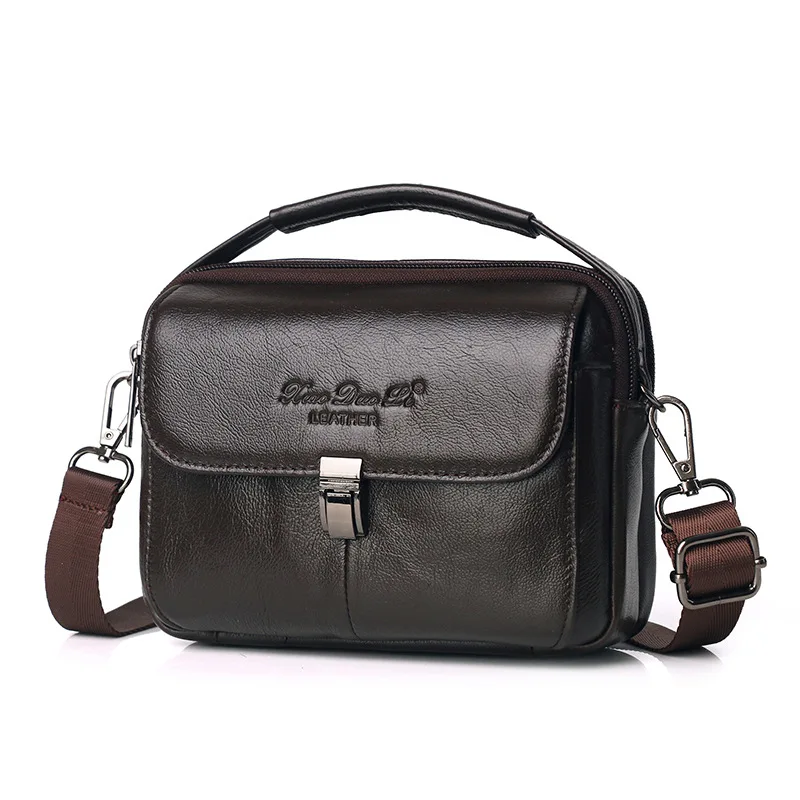 

Men Messenger Cross Body Shoulder Bags Genuine Leather Multi-Purpose Business Male Small Handbag Belt Fanny Waist Pack Bag