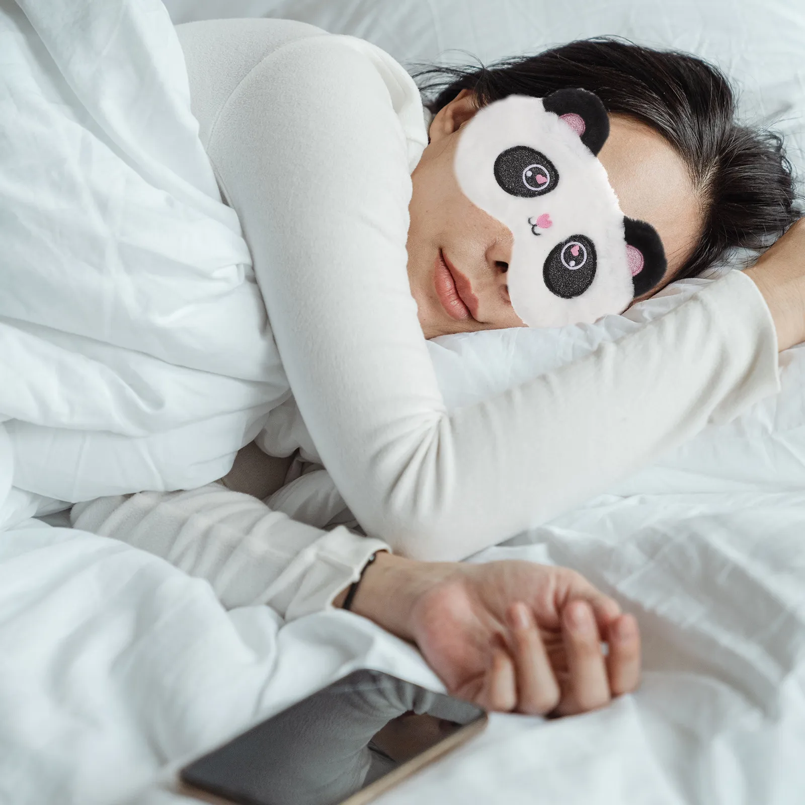 2Pcs Cartoon Eye Mask Soft Breathable Light Blocking Sleep Shade Cover for Adults Travel Relaxation Sleep Aid