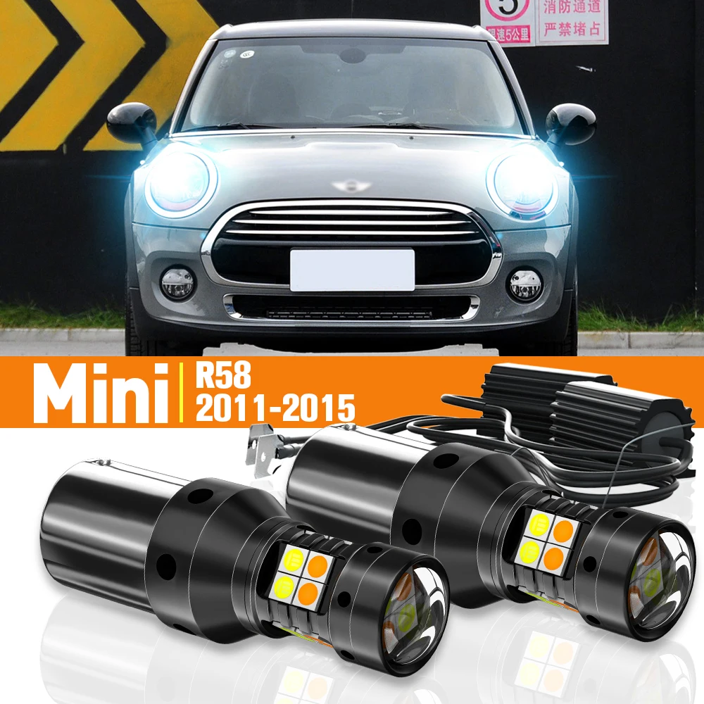 

2x LED Dual Mode Turn Signal+Daytime Running Light DRL For Mini Coupe R58 2011-2015 2012 2013 2014 Accessories Canbus