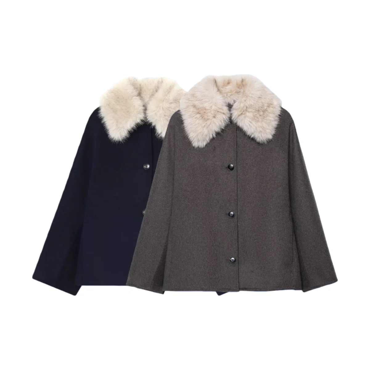 

2025 autumn new women's casual and fashionable loose and high-end spicy girl lapel long sleeved faux fur effect jacket jacket