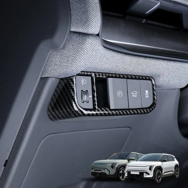 

Auto Carbon Fiber ABS Front Headlight Adjustment Button Cover Trim For Kia EV3 2024 2025 Interior Accessories LHD