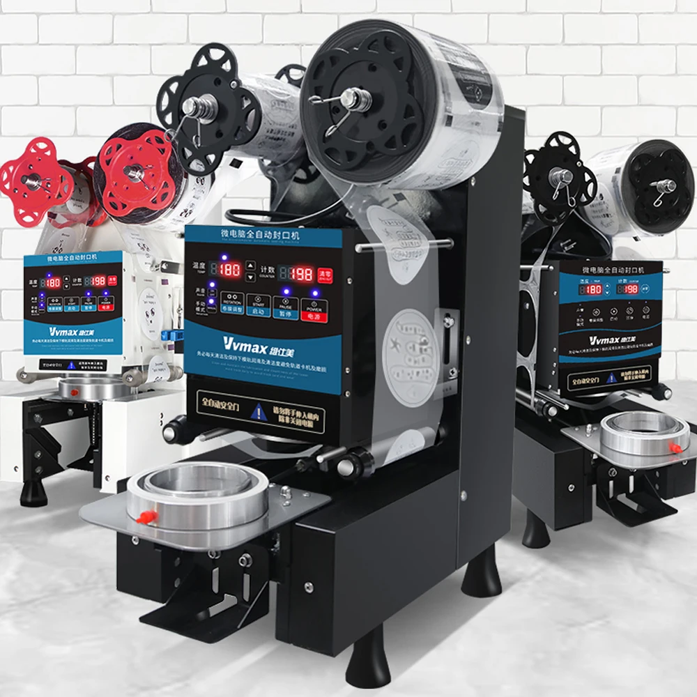 90/95 Electric Bubble Tea Film Sealer Full Automatic Cup Sealing Machine Plastic Sealer Paper Cup Milk Tea