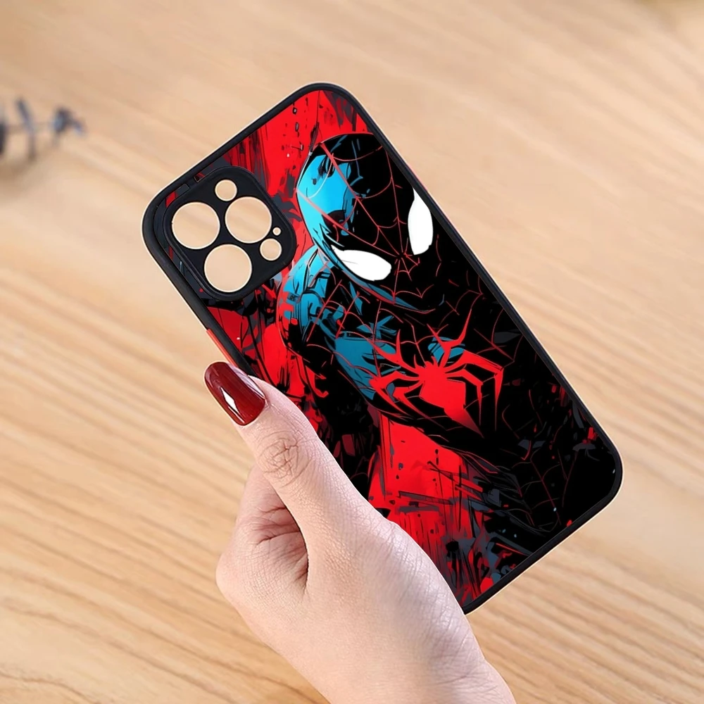 Marvel Cool Phone Case Black para iPhone 13ProMax 15 12 11 14 Pro Max Mini 8 7 Plus SE2020 XS Max X XR Matte Cover