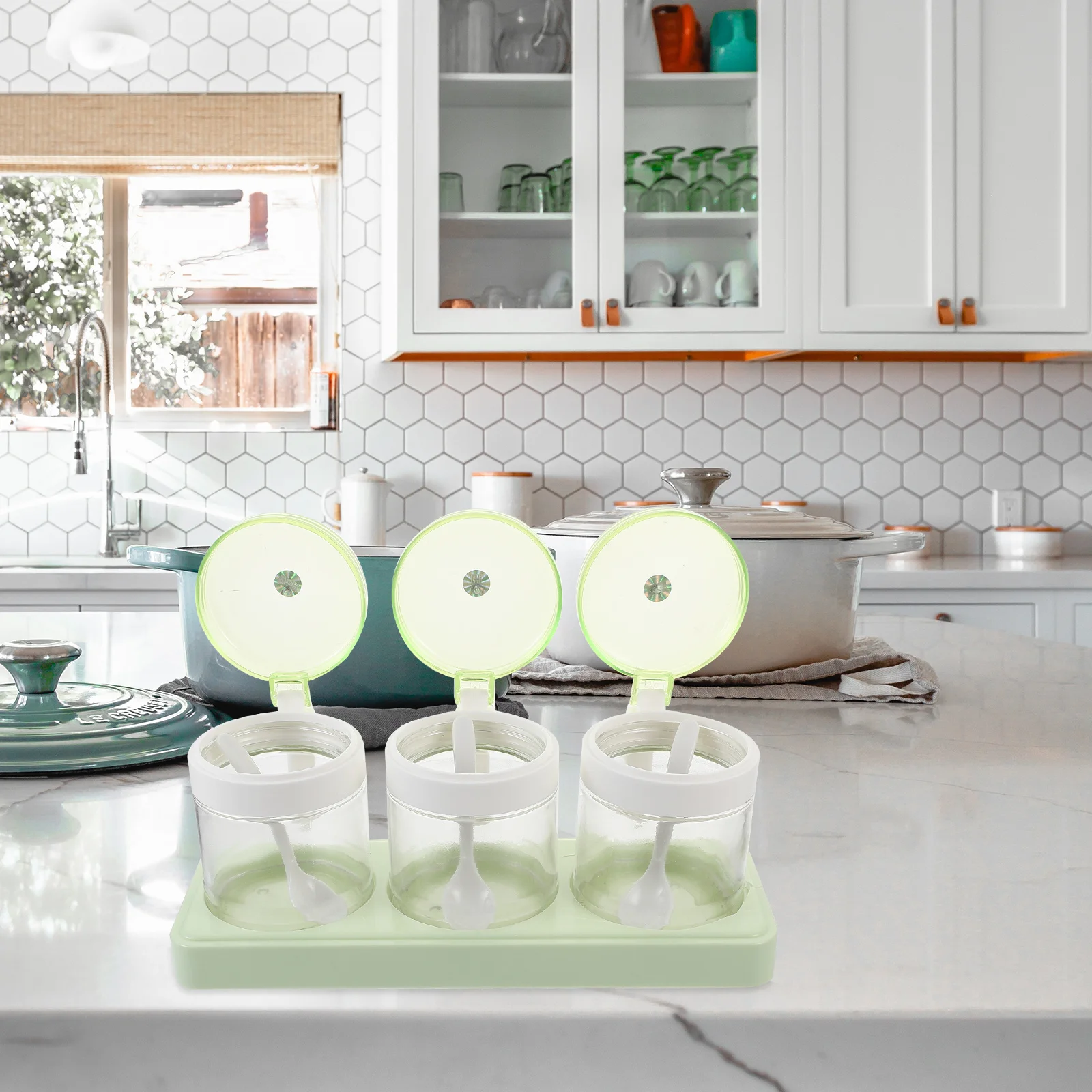 

1Set Seasoning Box Condiment Holder Sturdy Lid Sealed Kitchen Spice Container Salt Pepper Sugar Storage Seasoning Box Set