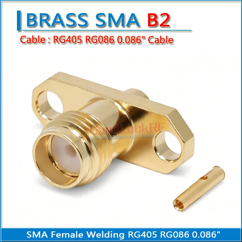 SMA Female 2 hole Flange diamond Panel Welding Solder semi-rigid RG405 RG086 0.086