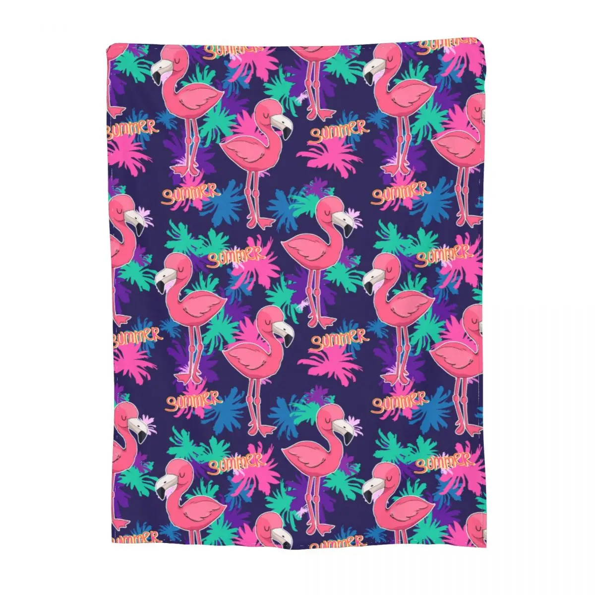 

Cute Flamingo Pattern Palms Blankets Flannel Printed Multifunction Super Soft Throw Blanket for Bed Outdoor Bedspread