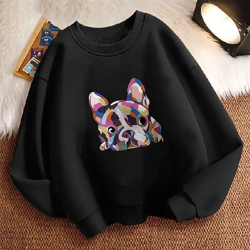 Vintage Hund Retro Grafik Kinder-Sweatshirt Pullover Rundhals-Print-Hoodie für Jungen/Mädchen Kinder-Kapuzenpullover
