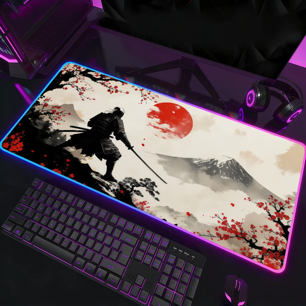

Japan S-Samurai W-Warrior COOL Mouse Pad RGB Led Gaming Bedroom Office Desk Non-Slip Mat Waterproof Large
