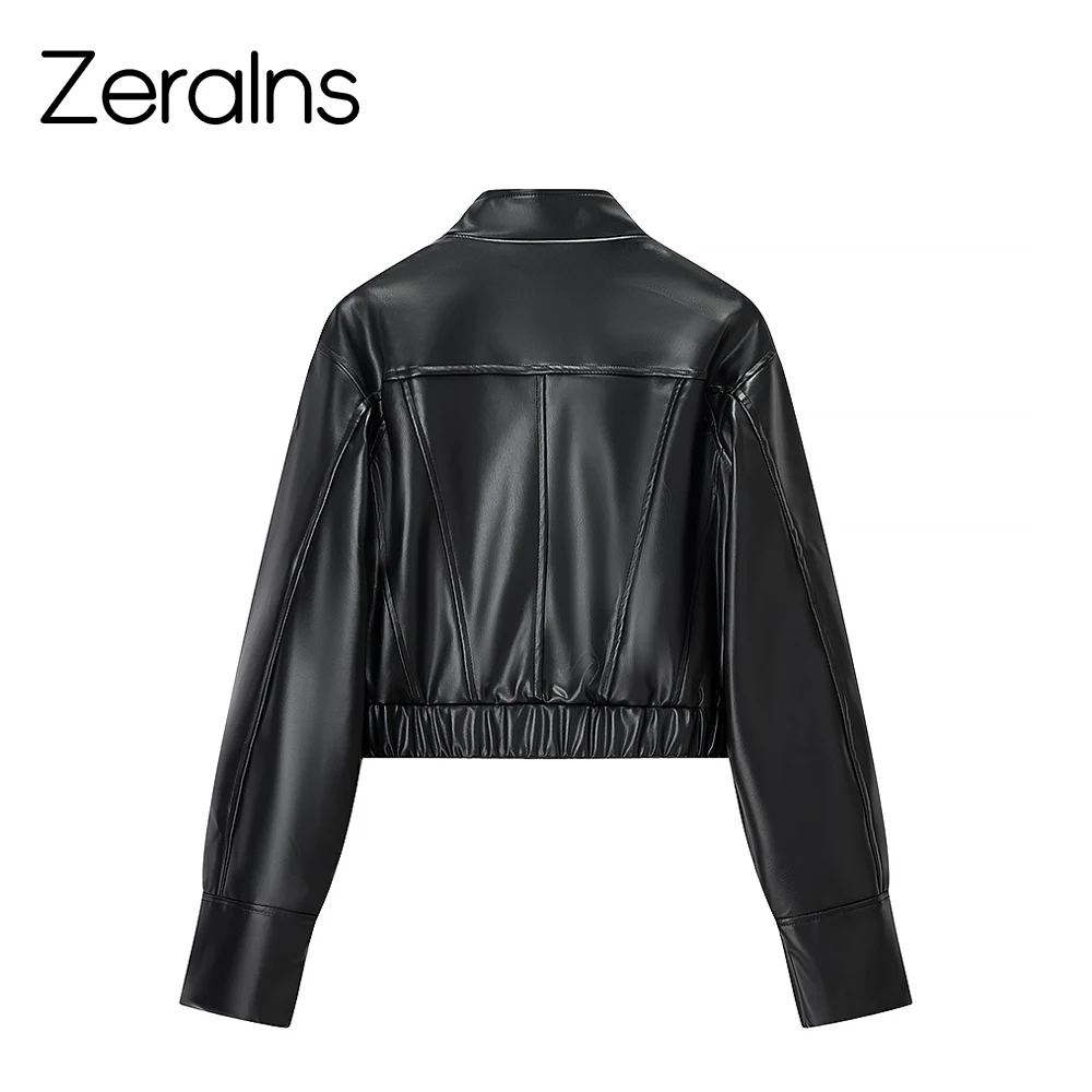 ZERAINS Autunno e inverno nuovi abiti da donna personalità della moda versatile pendolarismo quotidiano, semplice giacca corta in pelle