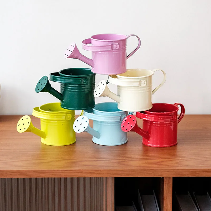 Mini Colorful Metal Watering Can Candy Color Iron Sprinkling Pot Small Garden Water Can Kids Play Toy Home Plant Decor New