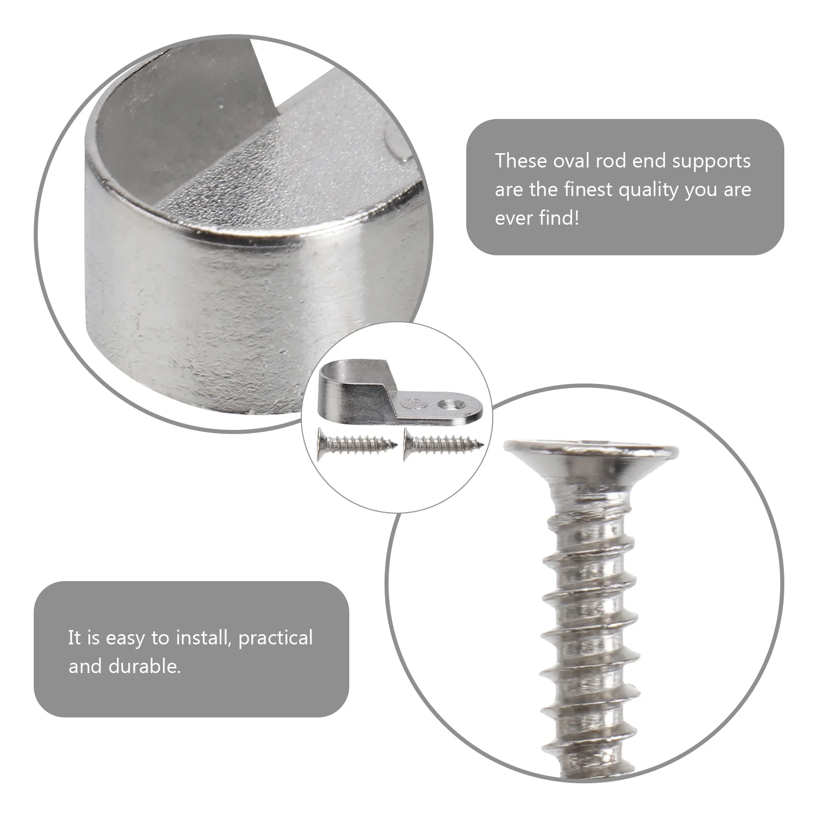 

30Pcs Wardrobe Tube Support Bracket Oval Rod End Supports Cast Metal Finish for Long-Lasting Durability Clothes Hanging Rod