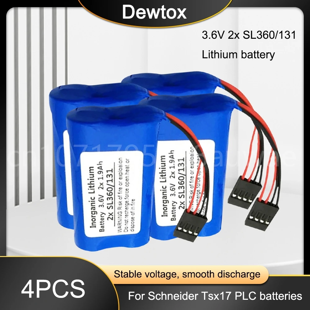 

4PCS 2x1.9Ah 2XSL360/131 3.6V lithium Batterise FOR Schneide Tsx17 SL360/13 NUM Numerical Control System Battery with plug