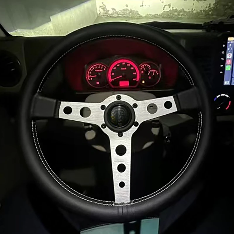 Classic Sport 350MM Leather Modified Steering Wheel Universal Car Tuning Accessory view 2