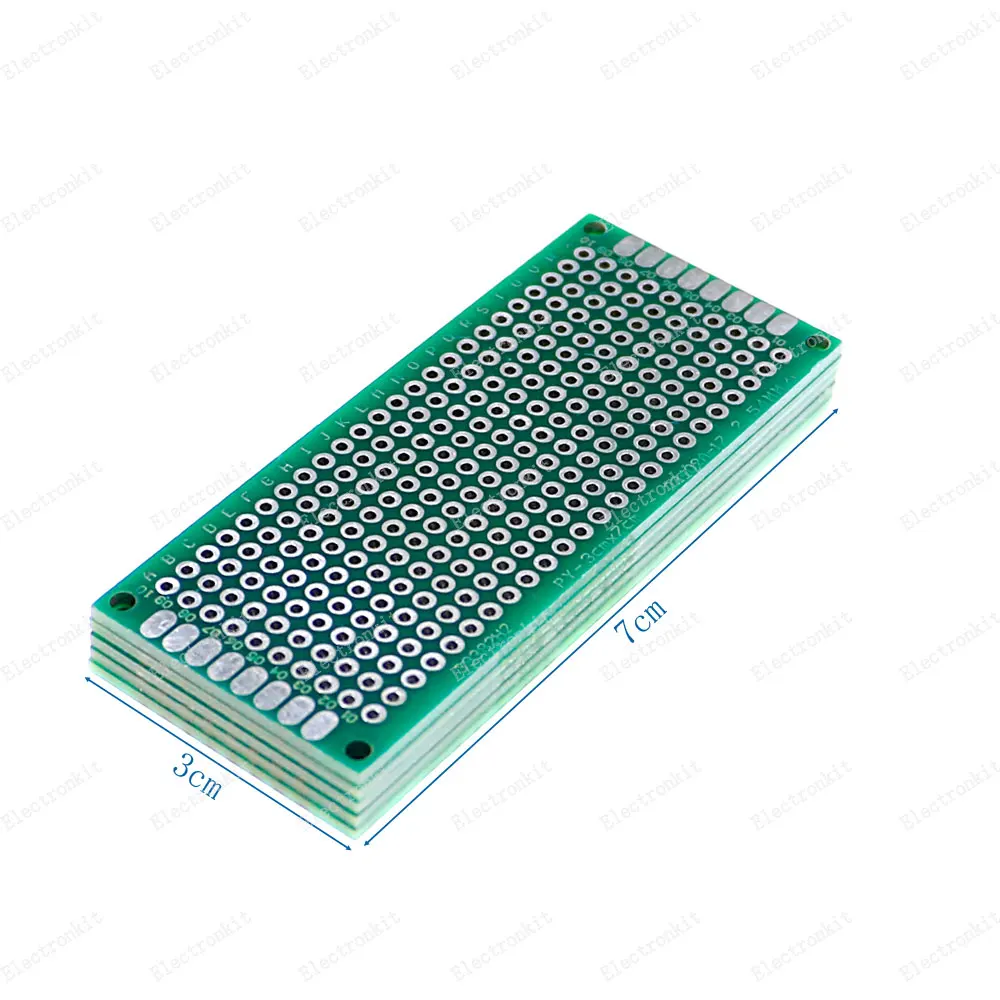 Imagem -05 - Protótipo Pcb Placa de Circuito Protoboard Universal Prototipagem Stripboard Veroboard 2x8 3x7 4x6 5x7 Pcs Cada Mix Verde 20 Peças Lote