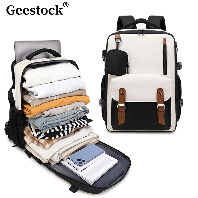 Geestock Waterproof Laptop Bag Travel Backpack For Women Men Carry On Backpack Airplane Cabin Bag Youth Student School Backpack