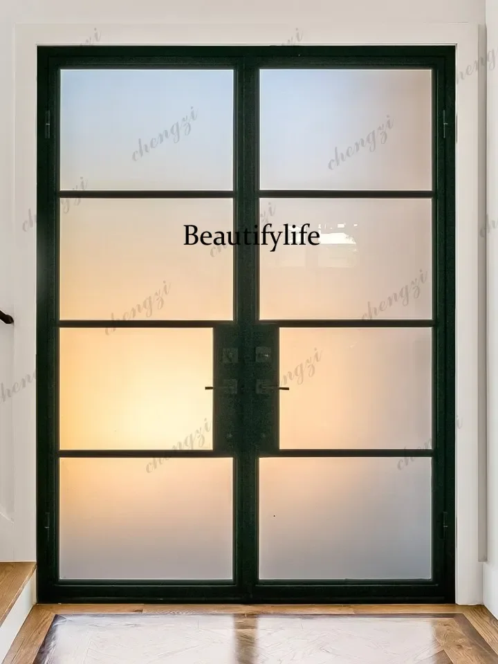 Z138 Customization Hot Selling Wrought Iron Glass French Front Door Exterior Iron Glass Doors Wrought Iron Door