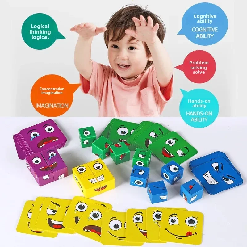 Children's Toy New Style Interactive Variable Face Cube Double Person Four Person Desktop Variable Face Cube Puzzle Toy