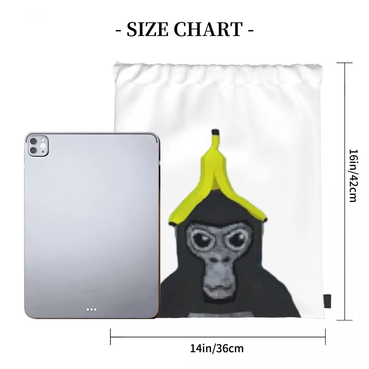 Gorilla Tag Monkey With Banana Backpacks Portable Drawstring Bags Drawstring Bundle Pocket Storage Bag Book Bags For Man Woman