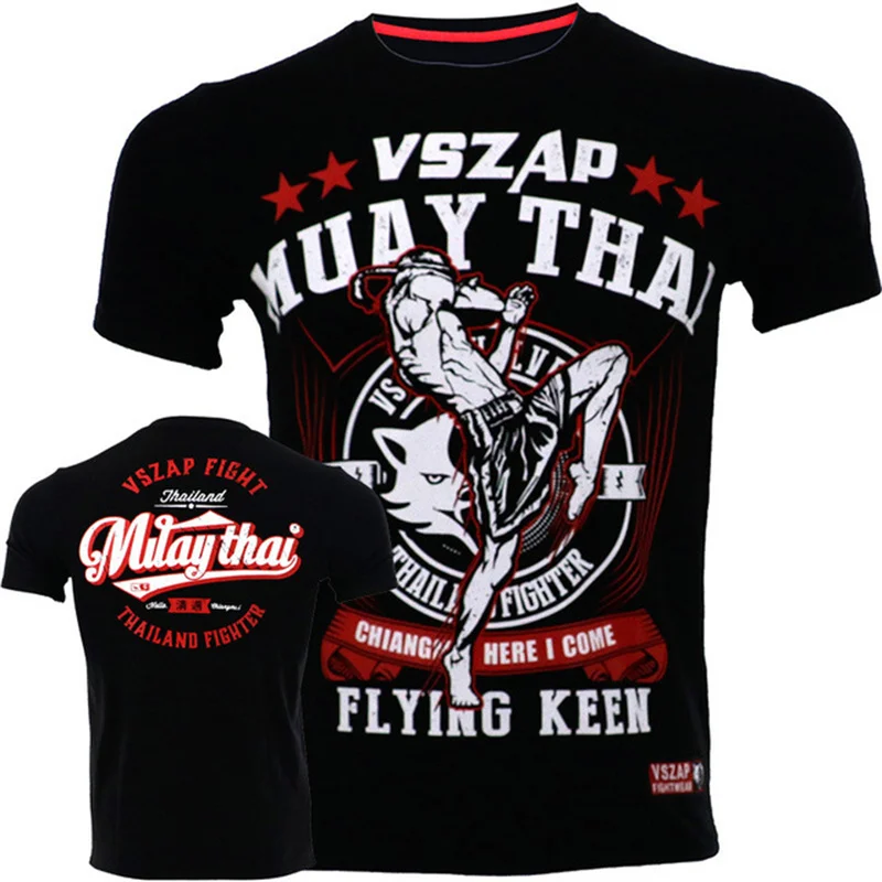 Men's Muay Thai Training Clothing Fashion Breathable Summer T Shirt For Men Casual O-neck Loose Tops Fitness Short Sleeve Tees image 4