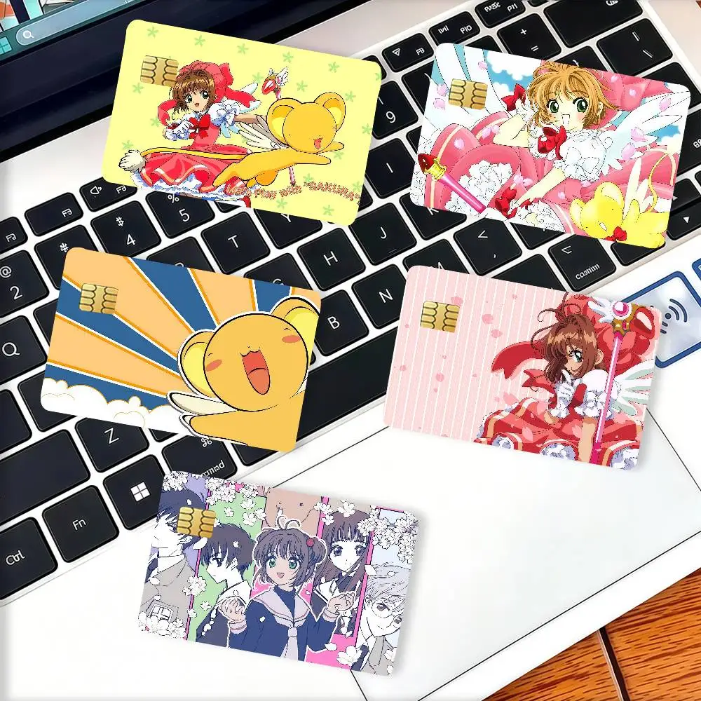 Anime C-Cardcaptor S-Sakura Credit Card Decorative Card Stickers Suitable For Bank Cards Metro Transit Anti-scratch Gift 4PCS