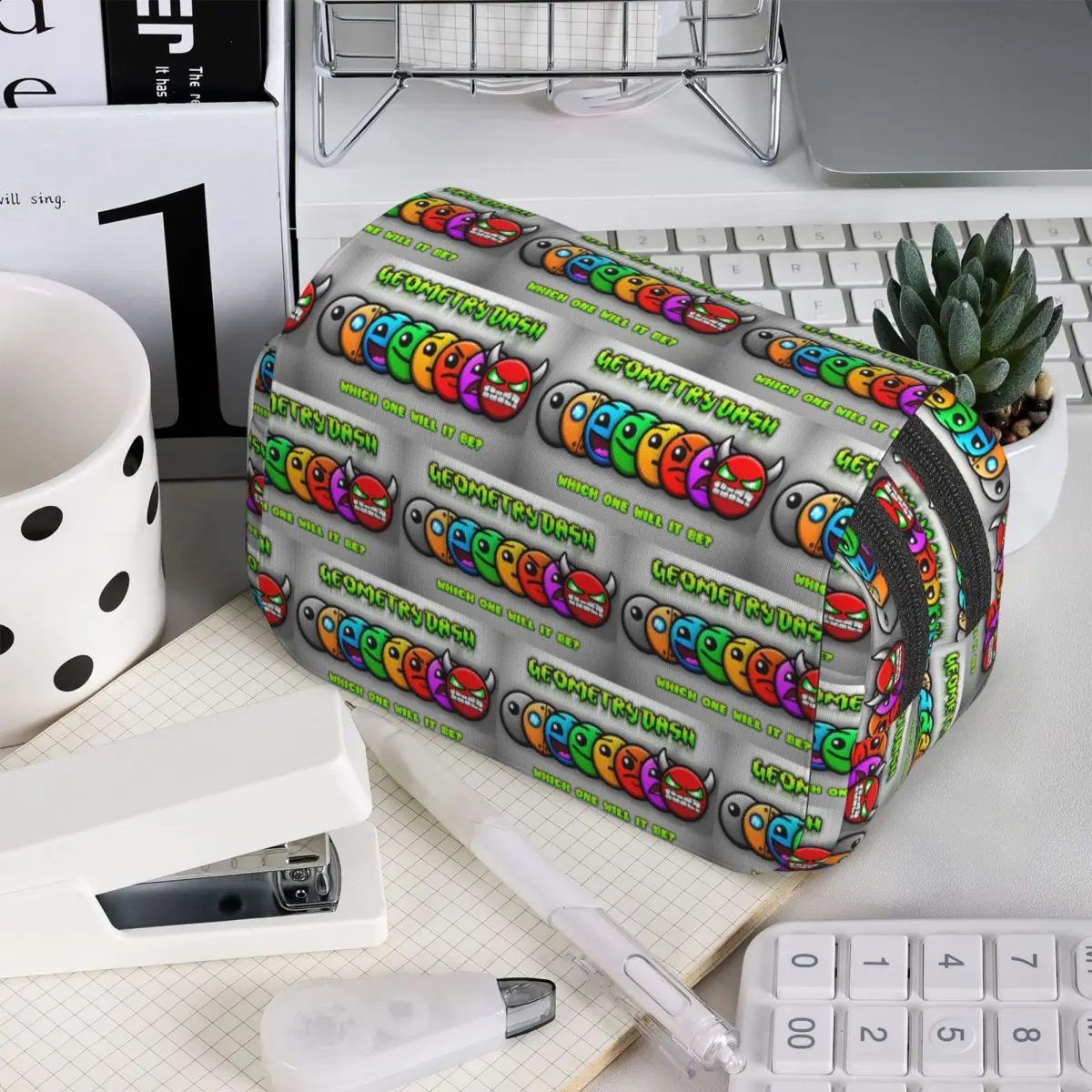 Video Game Geometry Dash Pencil Case for Students Gifts Pen Box Pencil Bag Stationery Supplies Pen Holder Bag