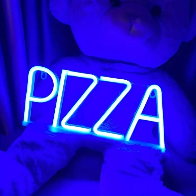 LED Letter Light PIZZA Neon Light Wall Hanging Atmosphere Light Christmas Holiday for Restaurant Coffee Shop Decor Food Store