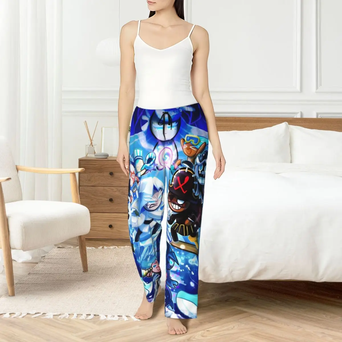 

Custom Printed C-Cookie Run Kingdom Pajama Pants Women's Cute Anime Sleep Sleepwear Bottoms with Pockets