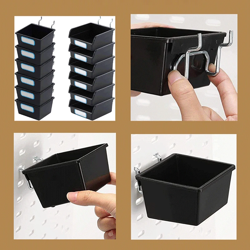 

1 комплект практичных контейнеров для хранения перфорированной доски с крючками, аксессуары для организации гаража