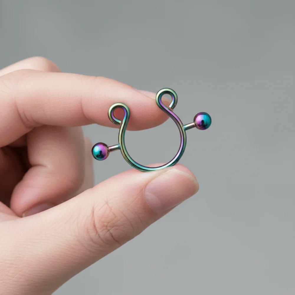 2pcs/set Steel Nipple Clip Rings Faux Nipple Clip Design Faux Nipple Shield Round Screw Fashion Accessory