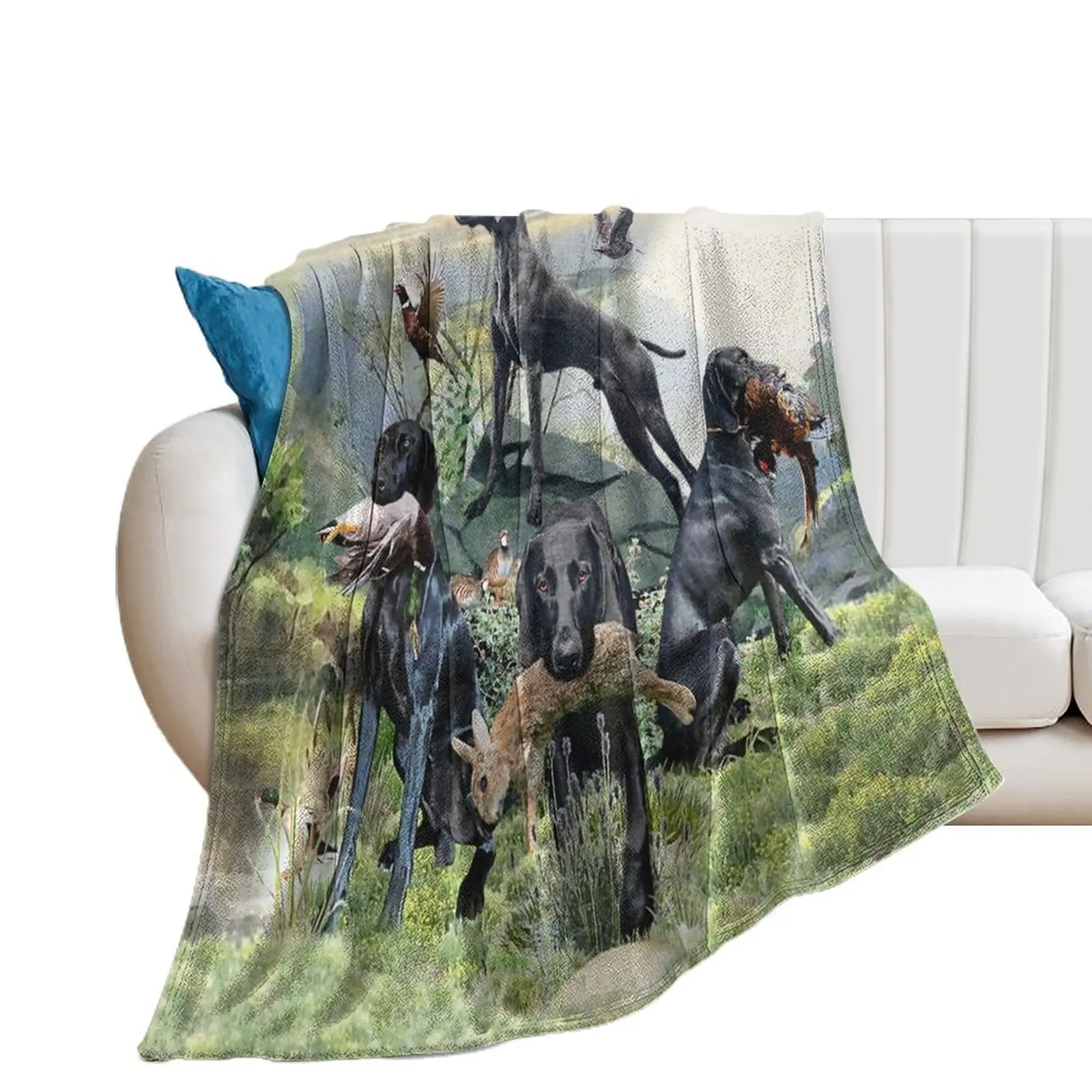 Black German Shorthaired Pointer Throw Blanket Sofa Quilt warm winter Blankets