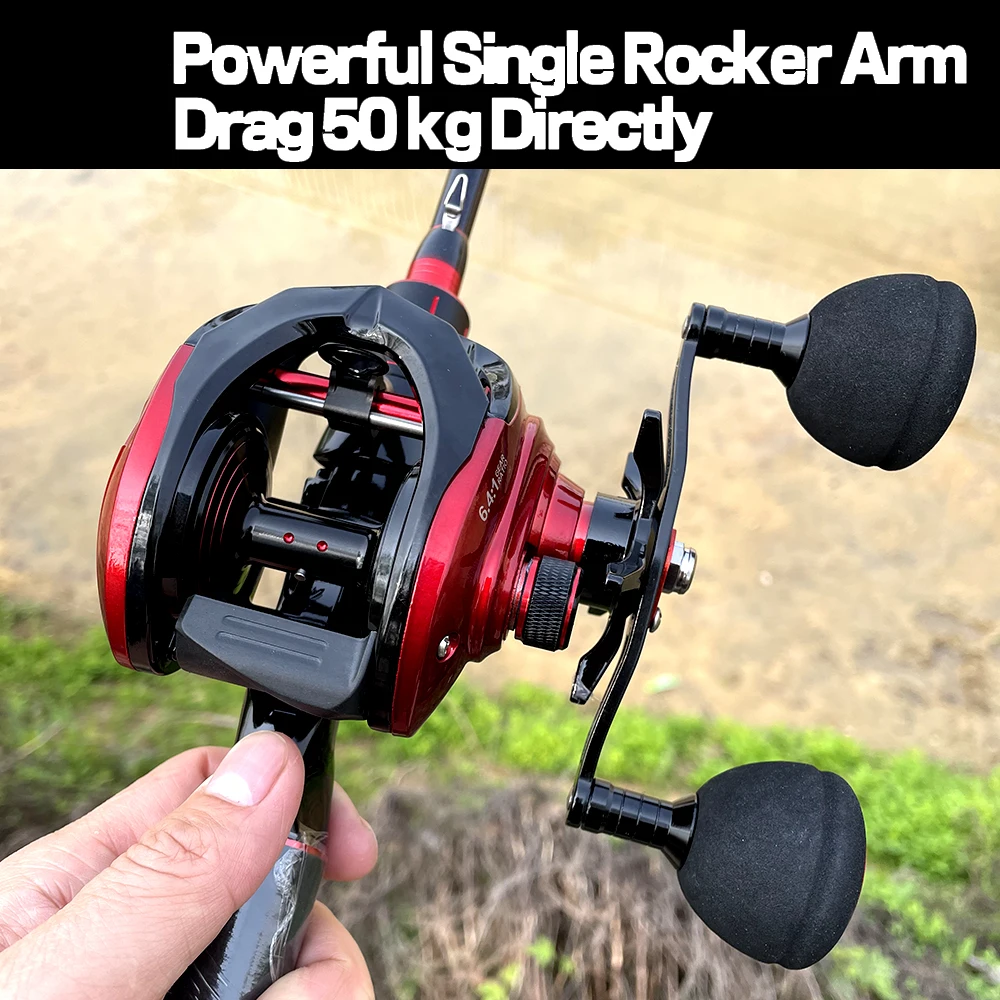 Red Baitcasting Fishing Reel JIG Right Left Hand  8+1BB 6.4:1 265g Max Drag 15kg Saltwater Casting Wheel Carp Tackle 50KG/110LB