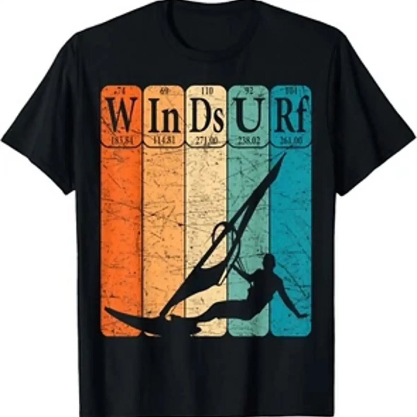 Camiseta Windsurf Tabla Periódica Elementos Retro Regalo vintage Washed Unisex homme Casual graphic Stretched streetwear