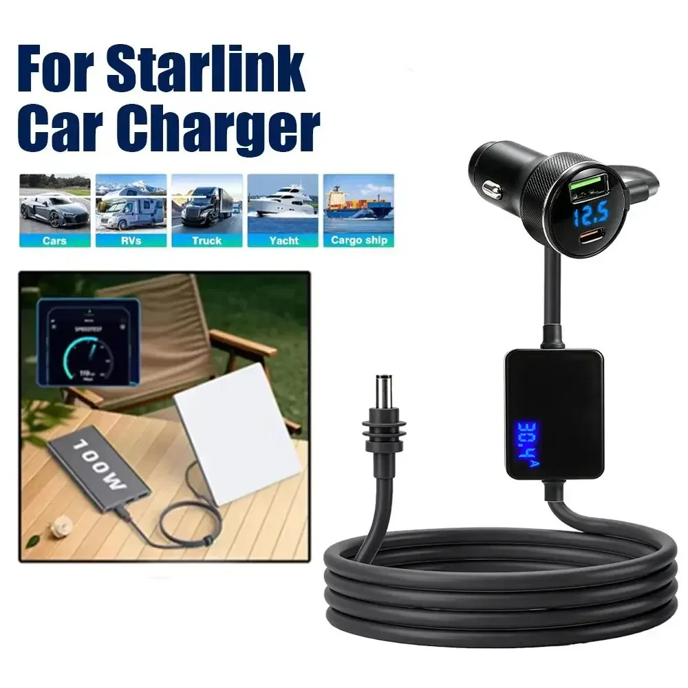 Für Starlink Mini Autoladegerät 12V-24V auf 30V 2A Aufwärtswandler mit digitaler Spannungsanzeige QC3.0+PD Netzadapter Autozubehör – Detail 1