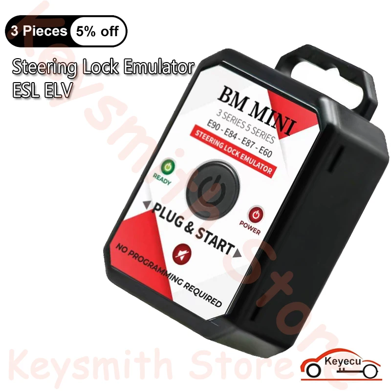 KEYECU Plug and Start for BMW Mini Cooper E60 E84 E87 E90 3 & 5 Series ESL ELV Steering Lock Emulator No Programming Required