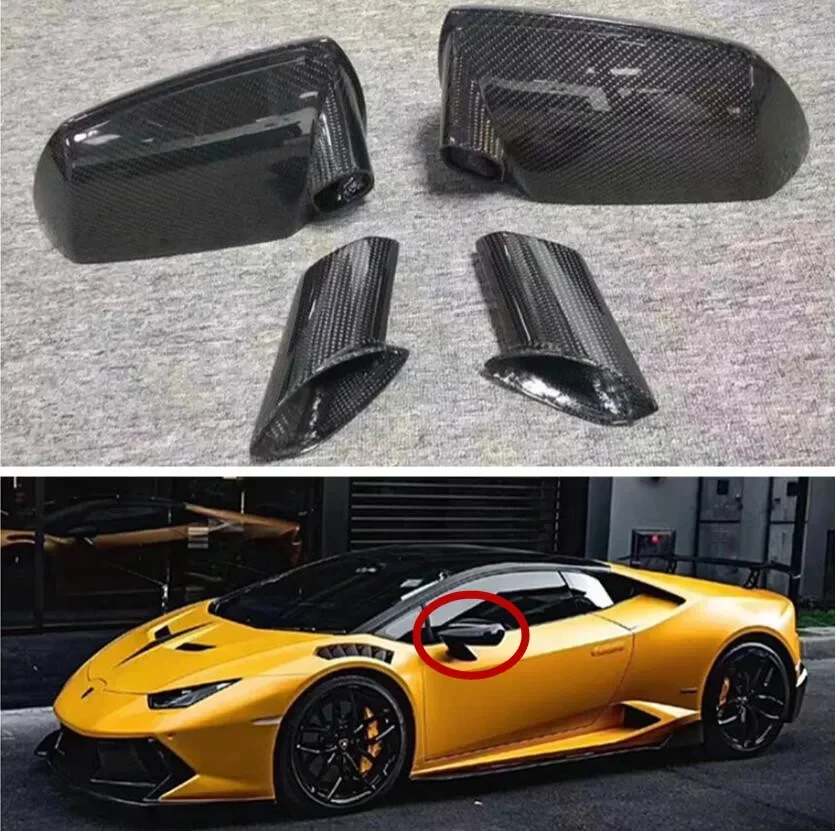 Real Carbon Fiber Replacement Side Door Mirror Caps Cover For Lamborghini Huracan LP610 LP580 EVO