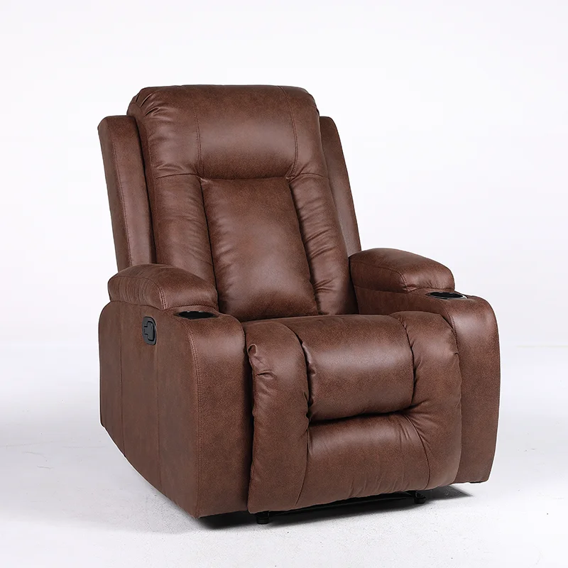 Modern folding retractable hand recliner with metal frame and cup holder