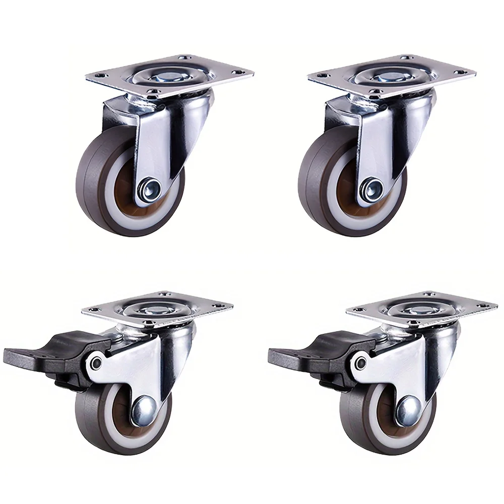 4 Pcs 1/1.25" Caster Wheels Furniture Wheels Heavy Duty Castors TPR Rubber Flat Bottom Wheels for Furniture Cabinets Workbench