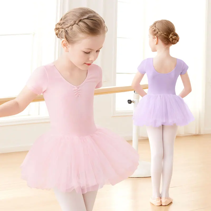 Girls Ballet Tutu Dress Dance Dress for Toddlers Kids Gymnastic Leotard Dress With Full Lining Cotton Ballet Dress Closed Crotch