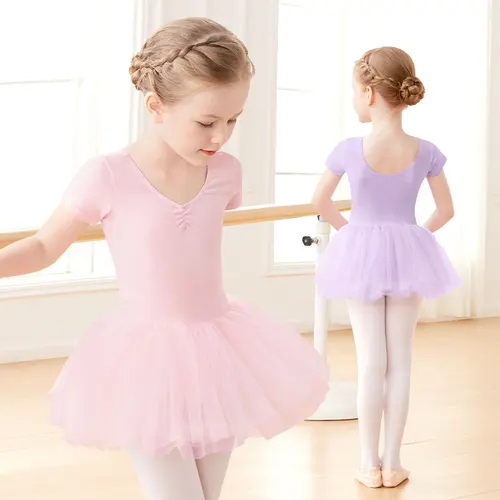 Vestido de tutú de Ballet para niñas, vestido de baile para niños pequeños, vestido de leotardo gimnástico con forro completo, vestido de Ballet de algodón con entrepierna cerrada