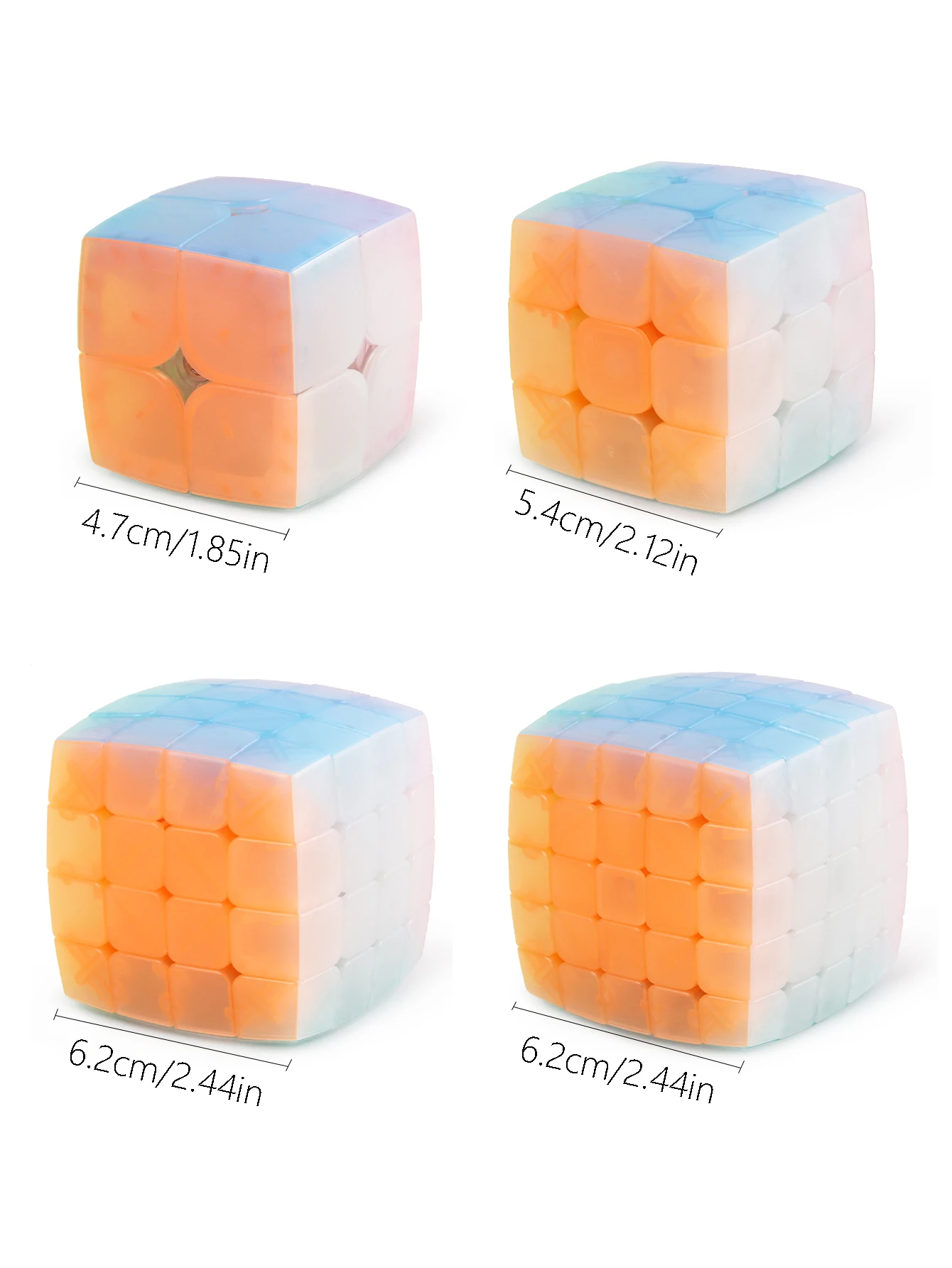 SENGSO Jelly Magic Cube 2x2 3x3 4x4 5x5 Cubo liscio Senza adesivo Puzzle Giocattoli educativi per principianti Cubo altamente colorato