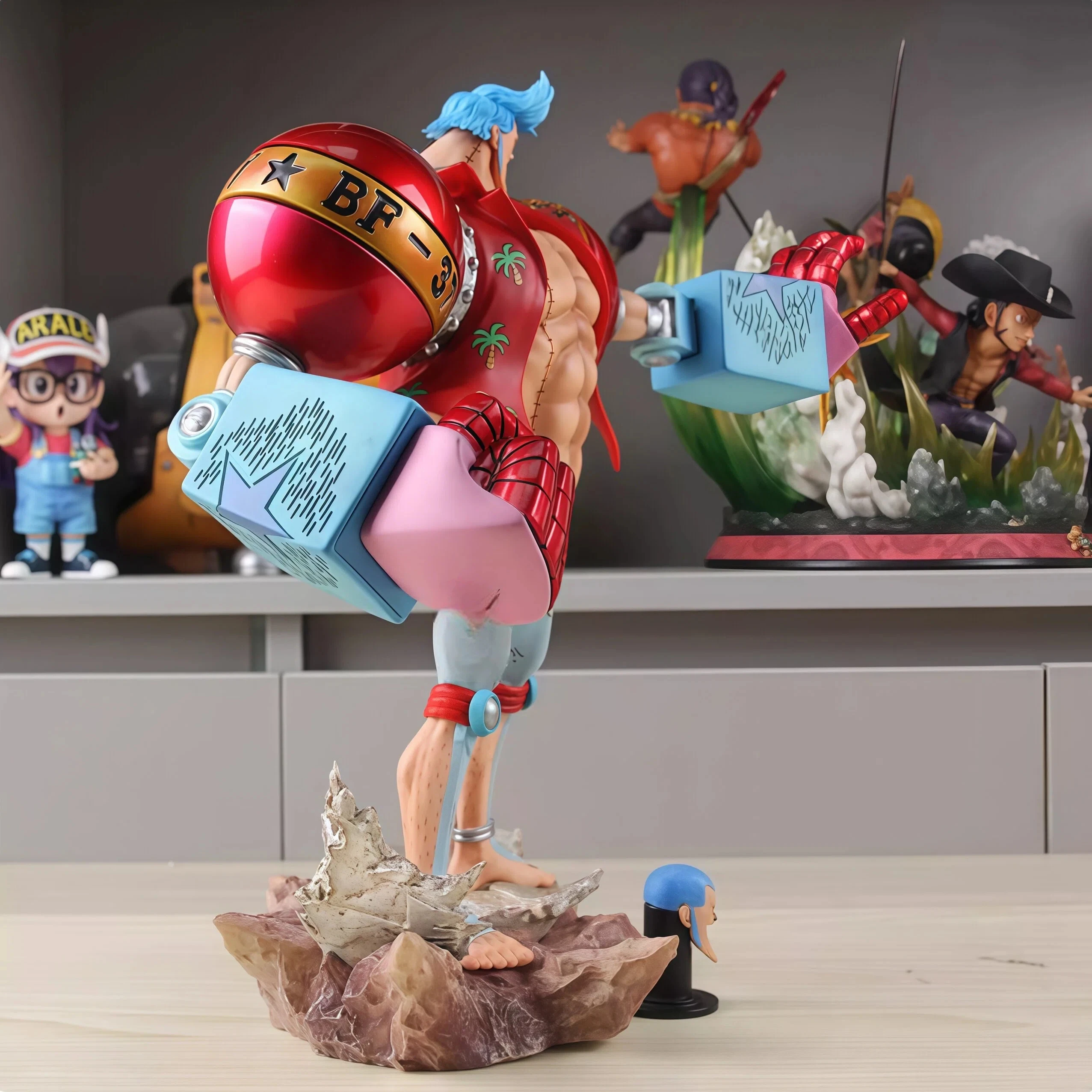28cm One Piece  Lx Franky Gk Double-Headed Statue Gk Figure Exclusive Platform Cartoon Character Exquisite Desktop Ornaments