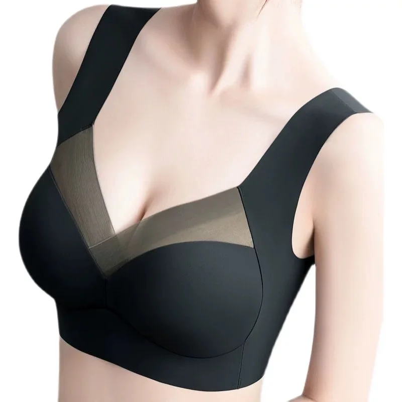 All-in-one top support to prevent sagging no trace soft support no steel ring thin underwear gather large tank top bra